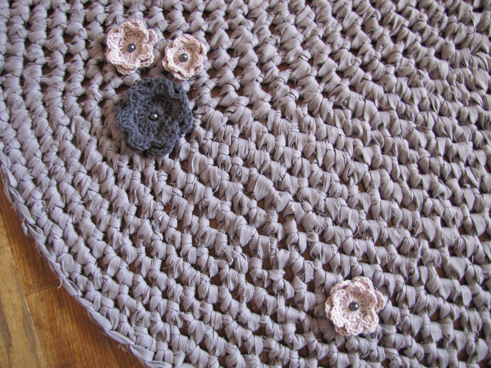 Crochet Flower Fabric Rug